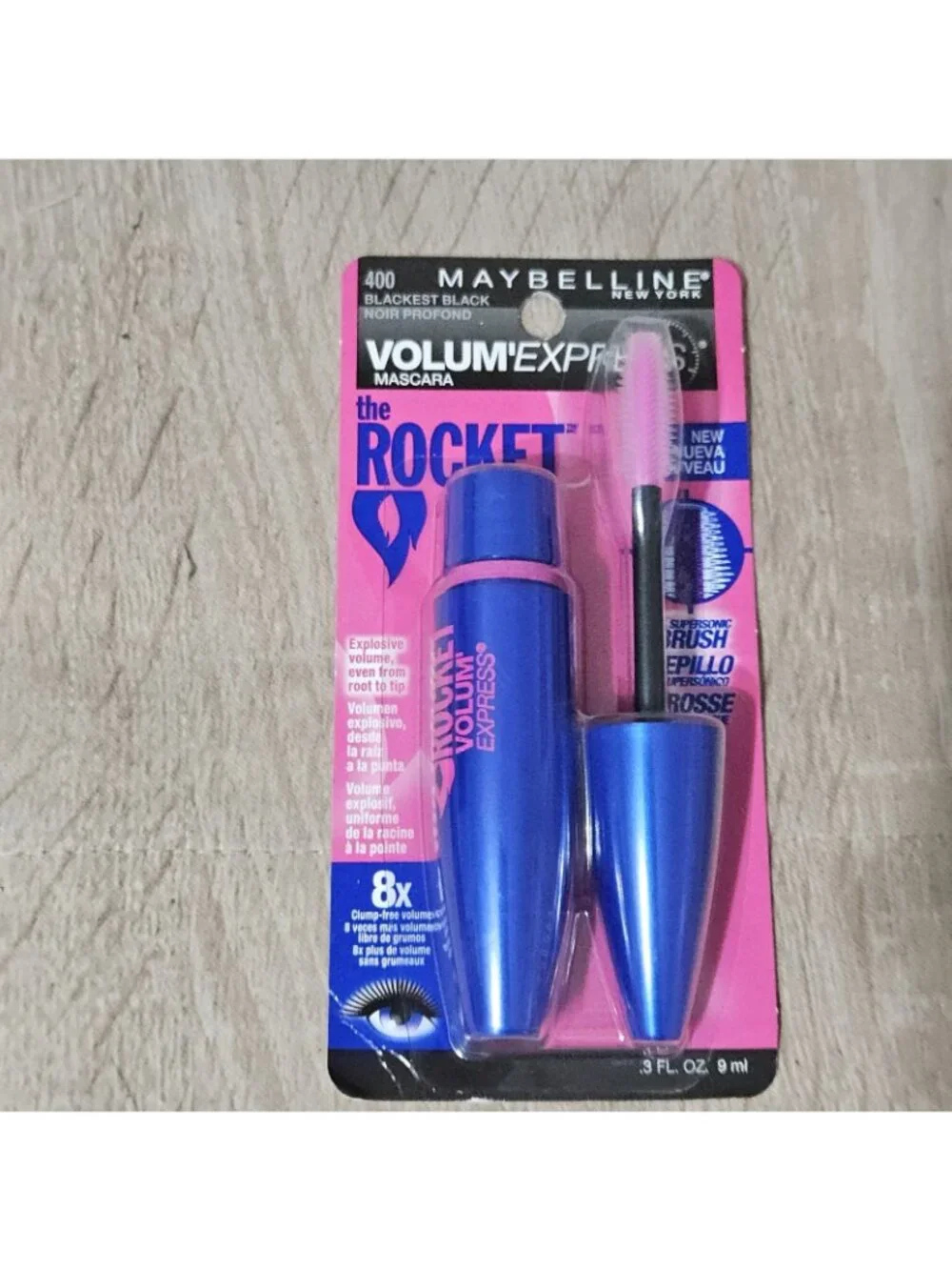 3 Pack Maybelline Volum'Express The Rocket Washable Mascara 400 Blackest Black
